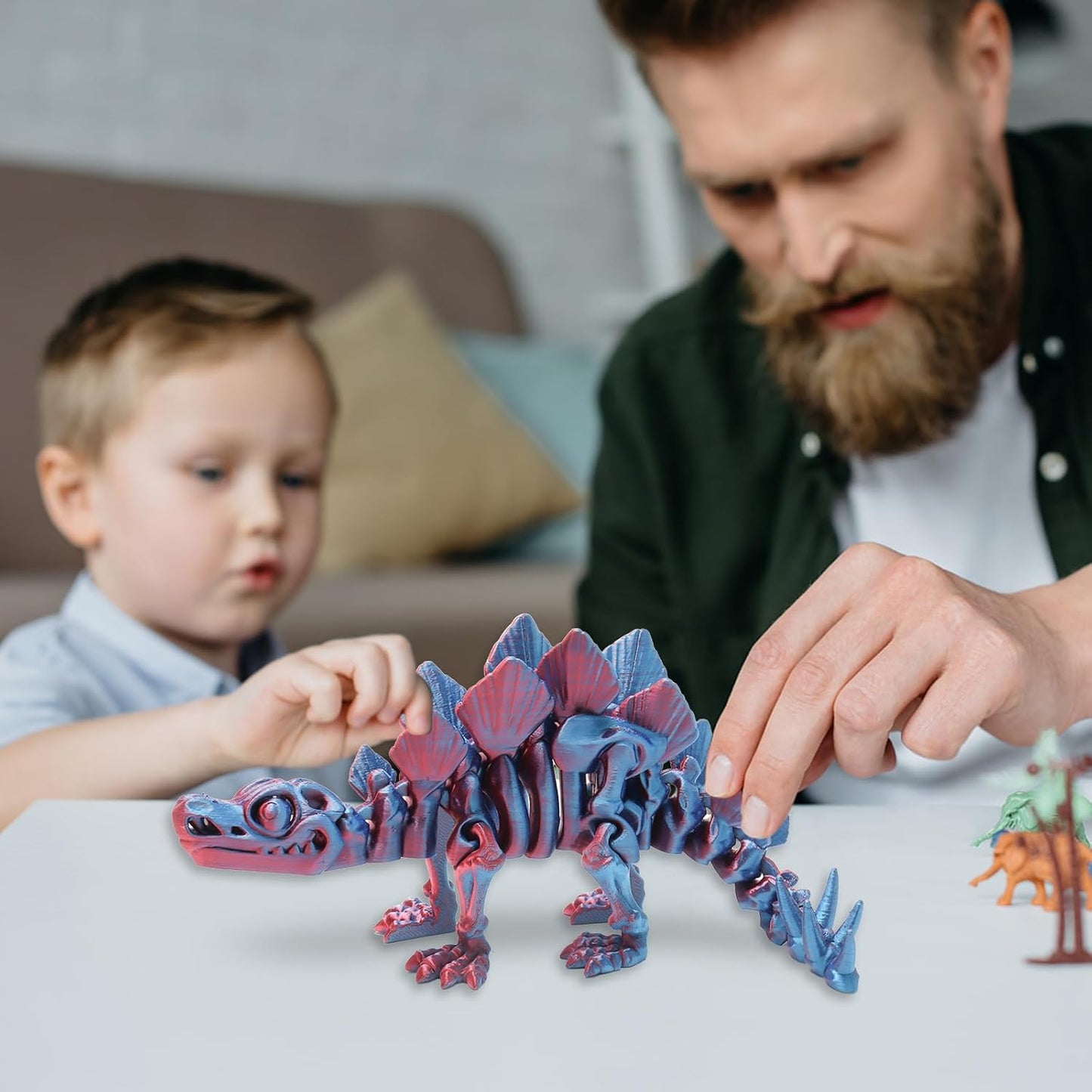 FunisFun 3D Printed Dragon with Articulated Joints for Adult, 3D Printed Dinosaur Fidget Toys Decor for Stress Relief (Stegosaurus-BP, 1P)