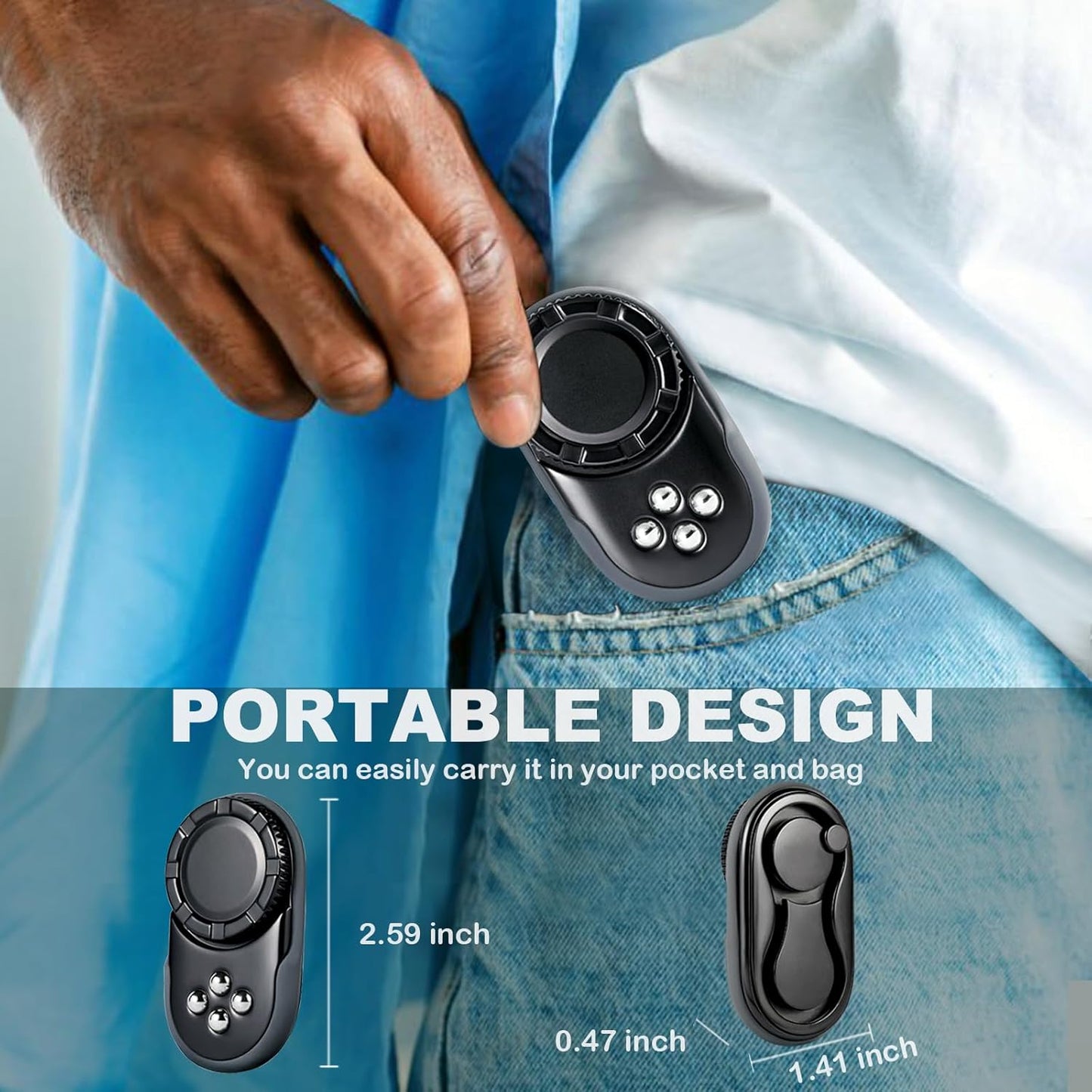 Fidget Toys Adults, OPPKIE Handheld Metal Desk Sensory Fidgets Toy Promotes Focus for Home Office Outdoors, Satisfying Toy for Men Teens Adults, Stress Pressure Anxiety Relief Tools (Black)