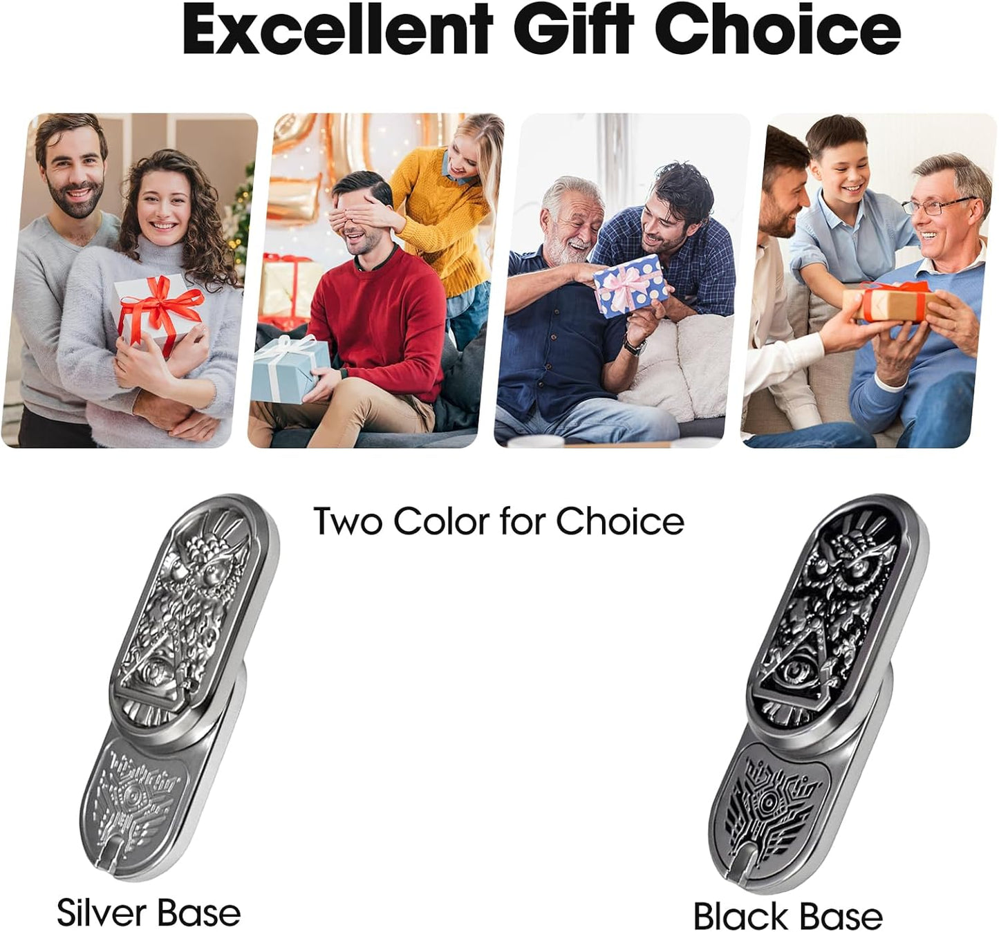 Fidget Slider, Metal Magnetic Fidget Toys Adults, Owl Push Card,Desk Toys Gift for Stress Relief (Silver Base)