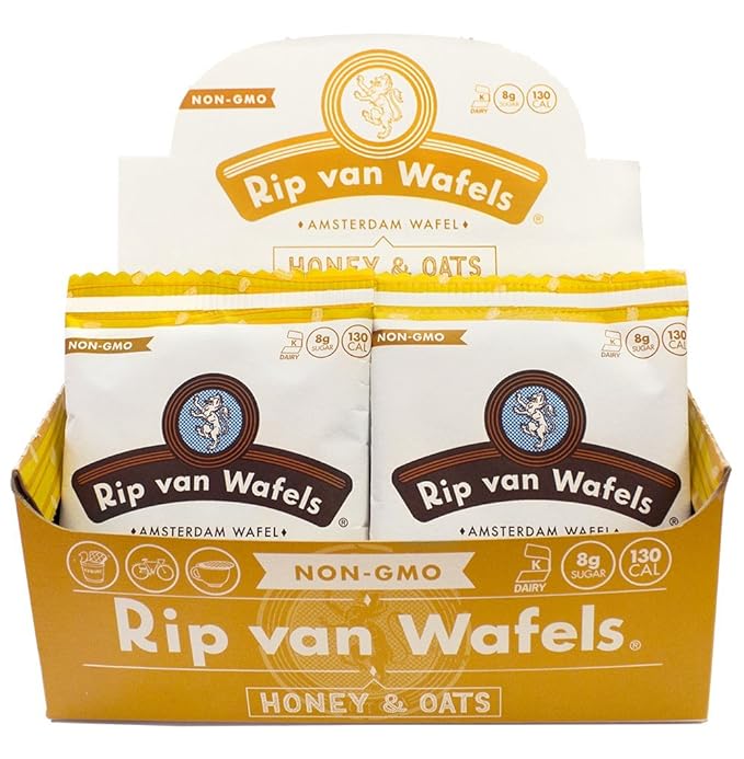 Rip Van Wafels Snack Wafels, Honey and Oats, 1.2oz, 16 Count