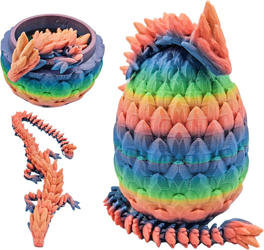 Easter Dragon Eggs 3D Printed Dragon Egg with Dragon Inside Articulated Crystal Dragon Fidget Toy Mystery Easter Suprise Home Office Decor Executive Desk Toys
