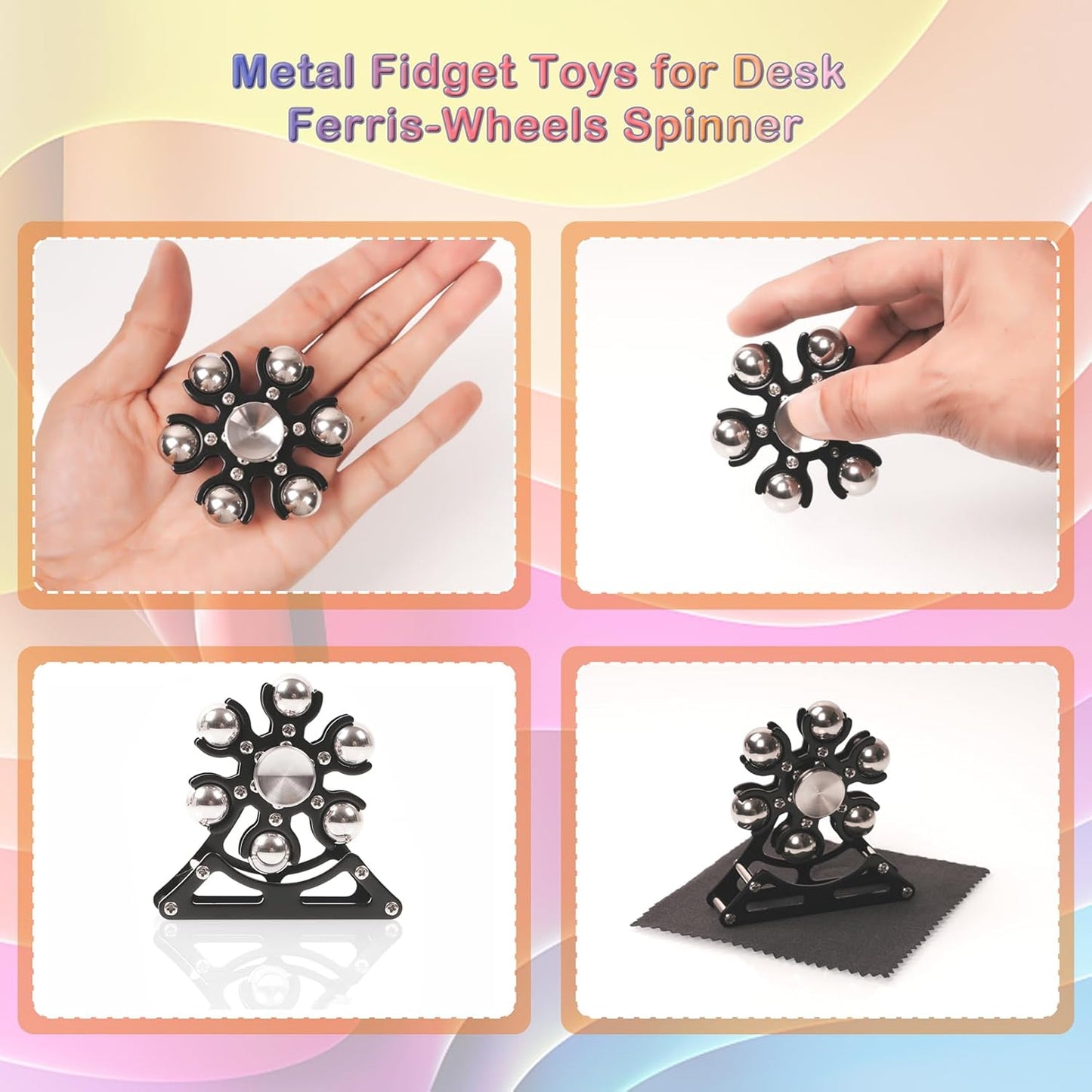Desk-Fidget-Toys for Ferris-Wheels-Spinner: 4mins Kinetic-Metal-Spinner, Cool-Gadgets-Stuff for Kid Children Teen Adult EDC-Toy, ADHD Tools Stress Relief for Office Home School Men Woman Christmas