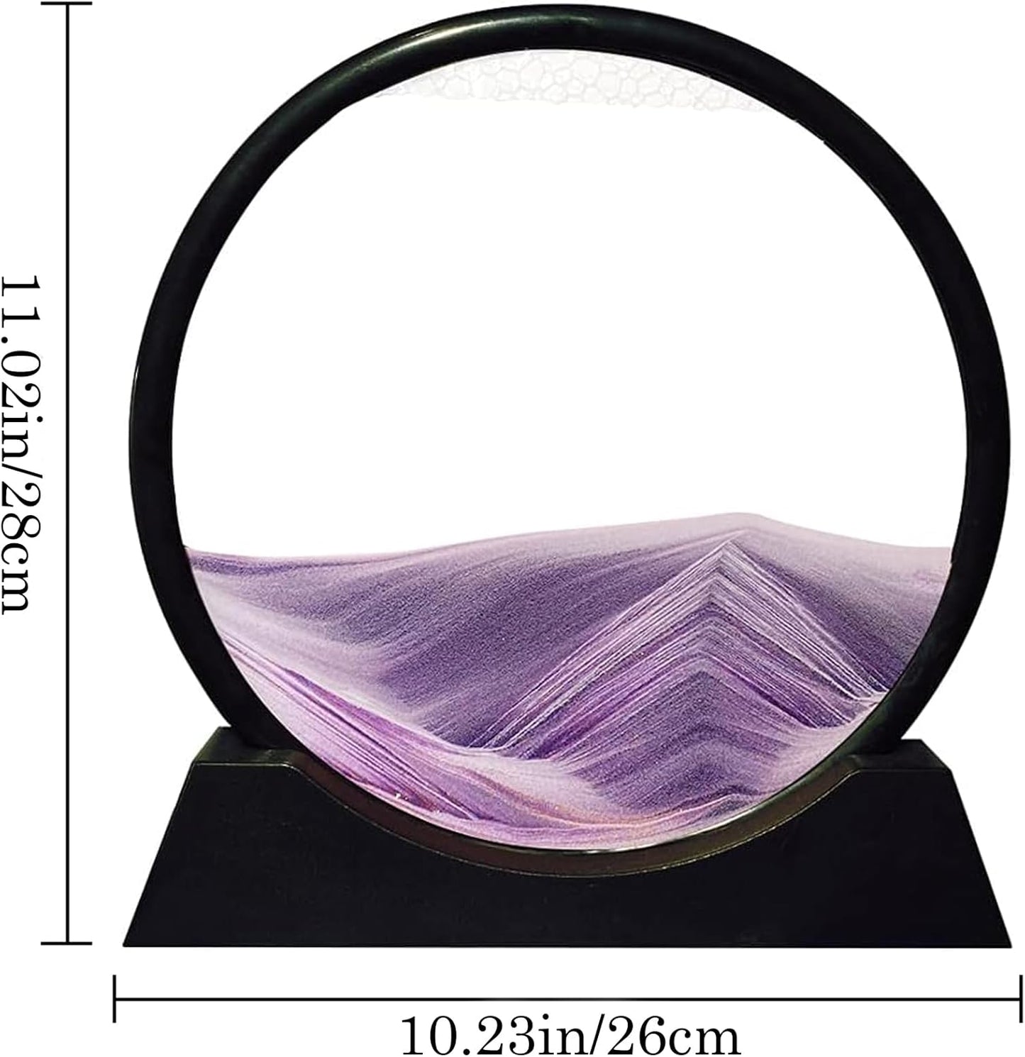 Aoderun Moving Sand Art Picture Round Glass 3D Deep Sea Sandscape in Motion Display Flowing Sand Frame Relaxing Desktop Home Office Work Decor (12", Purple)