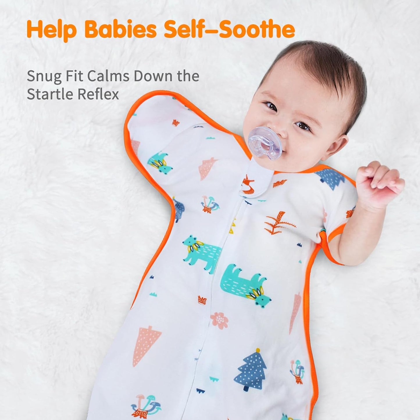 Transition Swaddle 0-3 Months, Newborn Sleep Sack Arms up Swaddle 2-Way Zipper 100% Cotton Arms in/Out, 0.8 Tog Baby Sleep Sack for Boy Girl, 2-Pack Transitional Swaddle Sack (Small 5-14lbs)