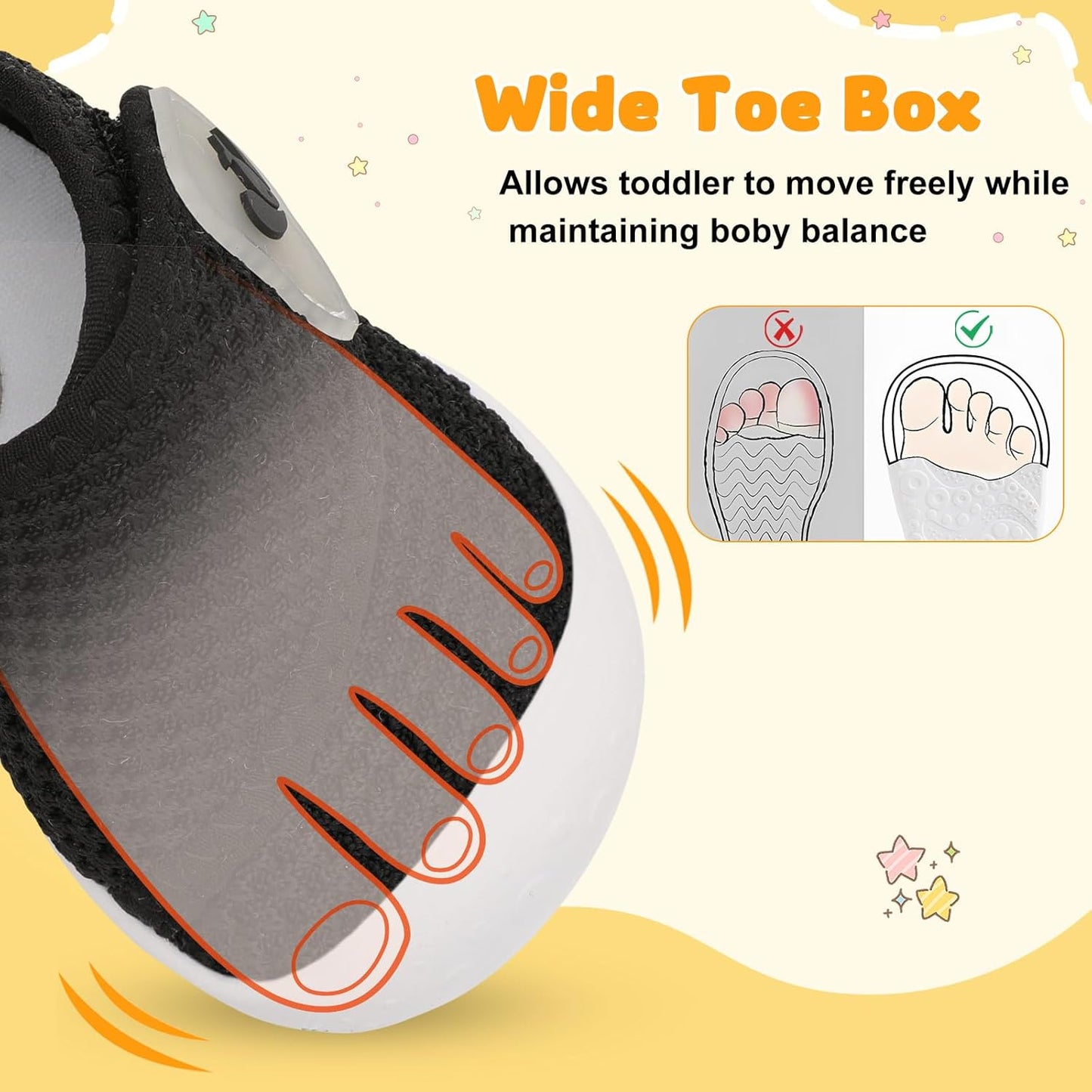 FEETCITY Baby First Walking Shoes Wide Baby Shoes Infant Sneakers Newborn Crib Shoe Barefoot Lightweight Slip On Shoe