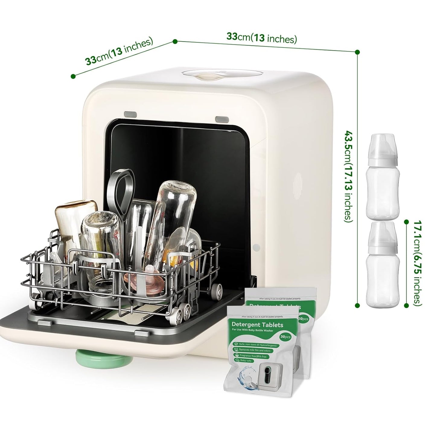 ICUIRE Baby Bottle Washer, Sterilizer & Dryer Pro, Newborn Essential for Parents One-Hand Operation, 4 Sterilize Modes for Baby Stuff, 3.2L Water Tank for Clean Bottles, Pump Part &Pacifiers, Baby Toy