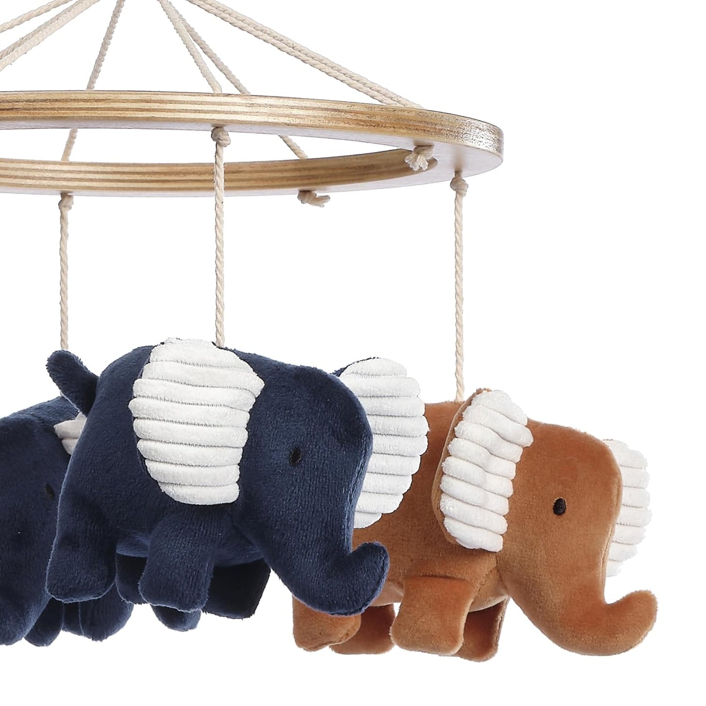 Lambs & Ivy Playful Elephant Blue/White Musical Baby Crib Mobile Soother Toy