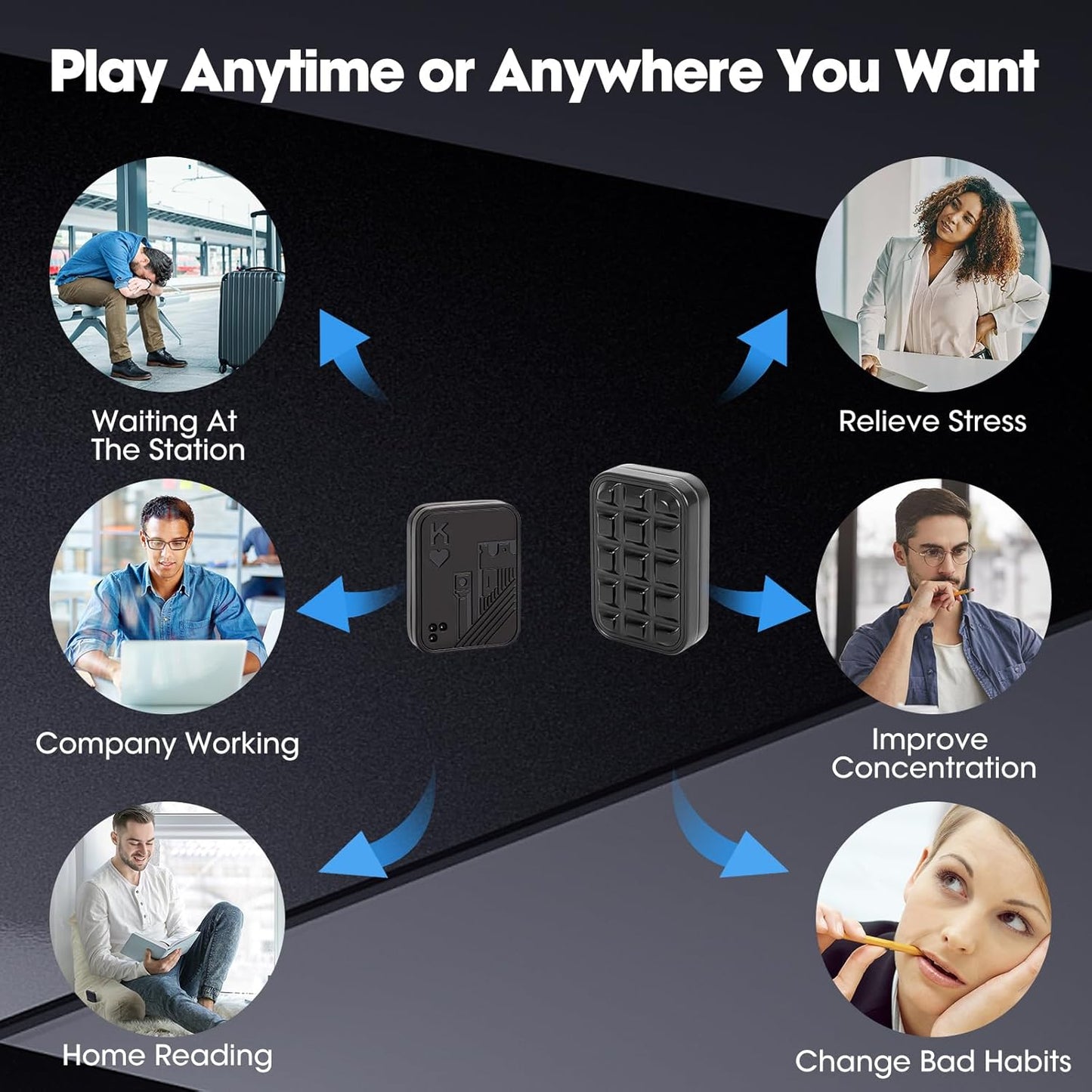 Fidget Toys 2 Pack, Magnetic Metal Haptic Fidget Slider Poker Card, EDC Fidget Toys for Adults,Relieve Stress Anxiety ADHD (Black)