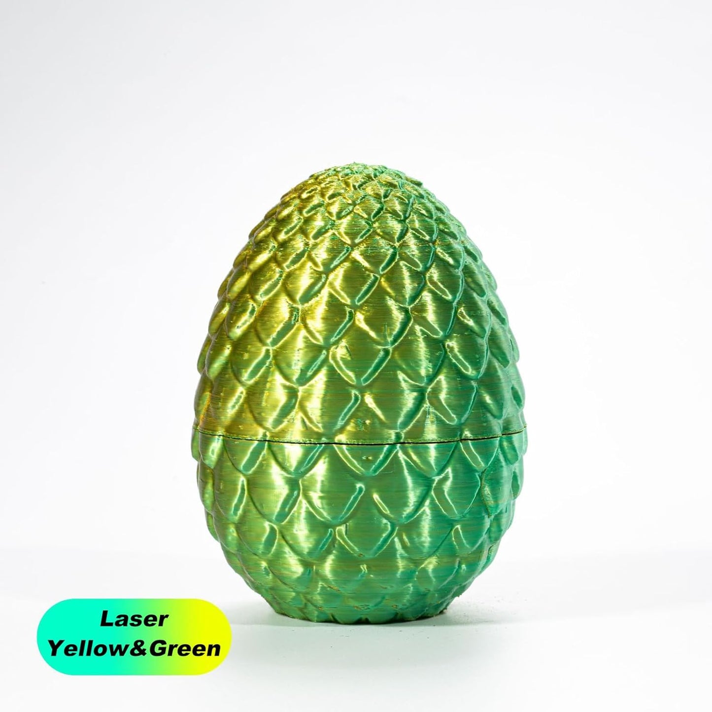 3D Printed Dragon in Egg, Full Articulated Dragon Crystal Dragon with Dragon Egg, Home Office Decor Executive Desk Toys, Adults Fidget Toys for Autism/ADHD (Laser Yellow&Green, 12")
