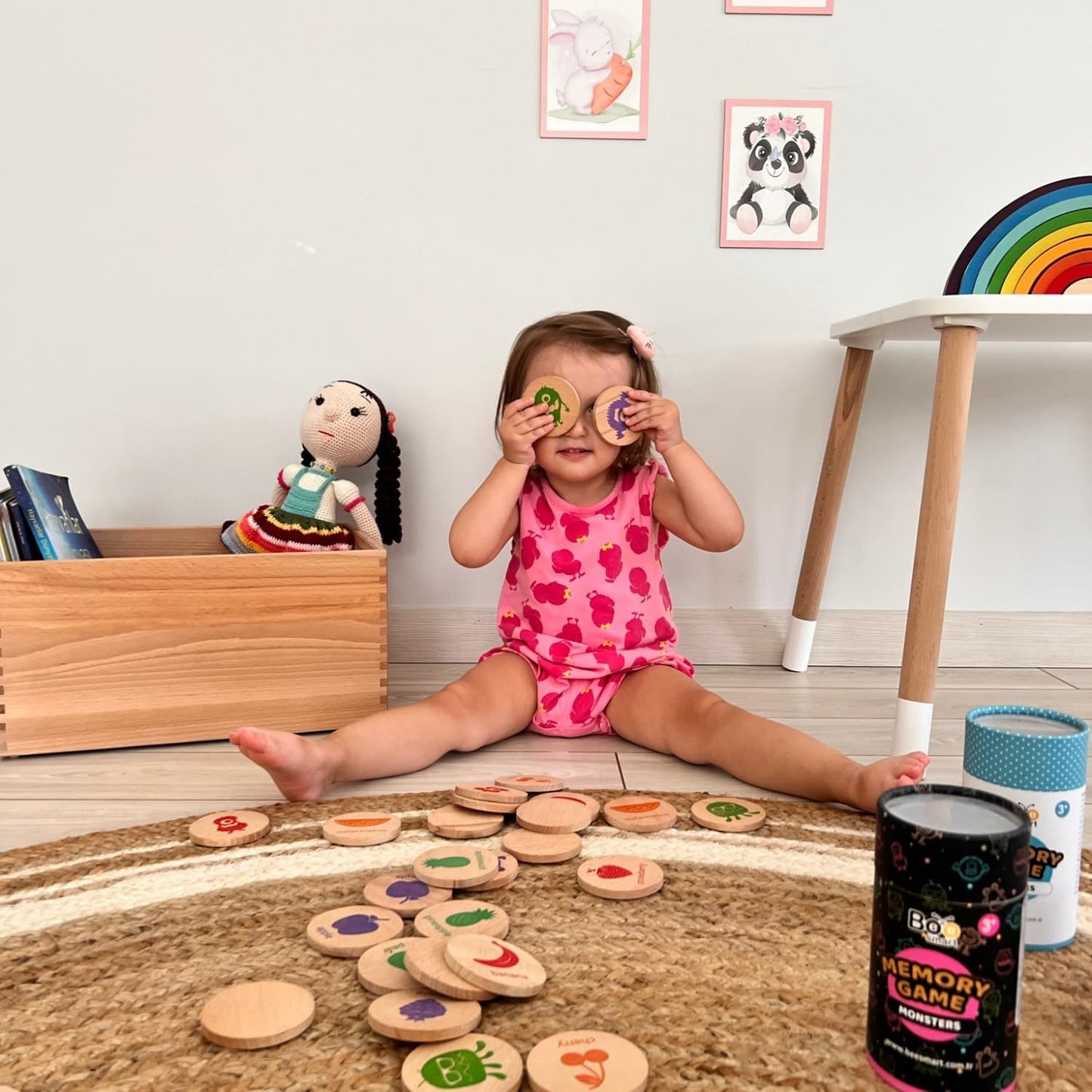 bee smart Wooden Memory Game - Matching Memory Game for Kids 3 and Up, 16Pcs | Educational Toy for Preschool Toddlers Board Games (Fruits)