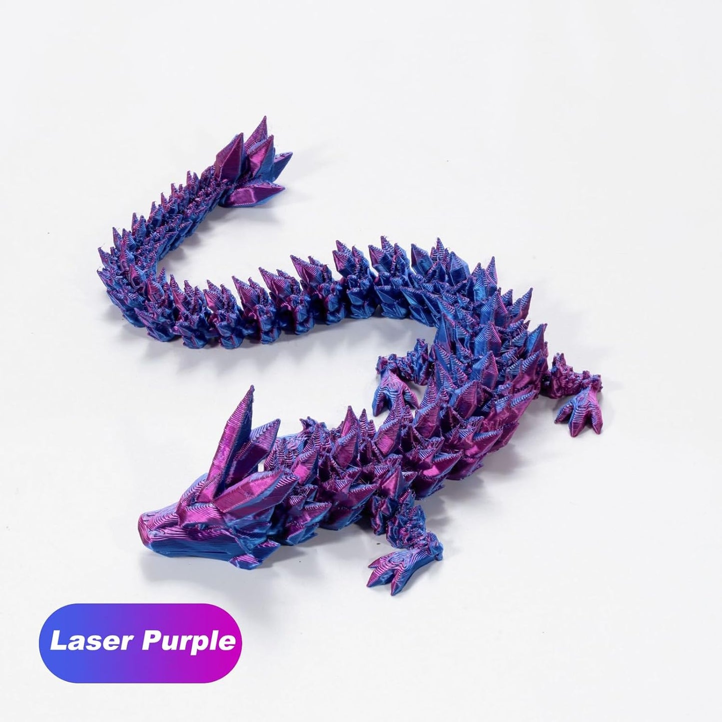 STONESTAR 3D Printed Dragon Fidget Toys, Full Articulated Dragon Crystal Dragon in Egg, Home Office Executive Desk Toys, 11" Dragon with 5" Egg (Laser Purple)