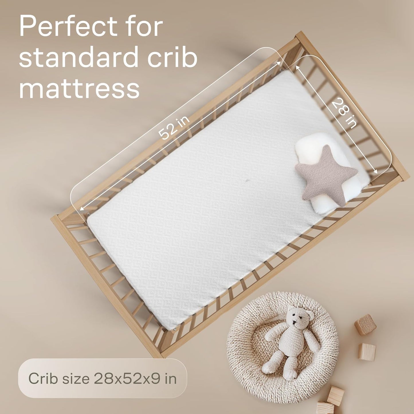 Niagara 1 Pack Viscose Made from Bamboo 100% Waterproof Crib Mattress Protector, Soft Breathable Crib Mattress Protector with Deep Pocket, Crib Mattress Pad for Toddler and Baby (52x28, White)