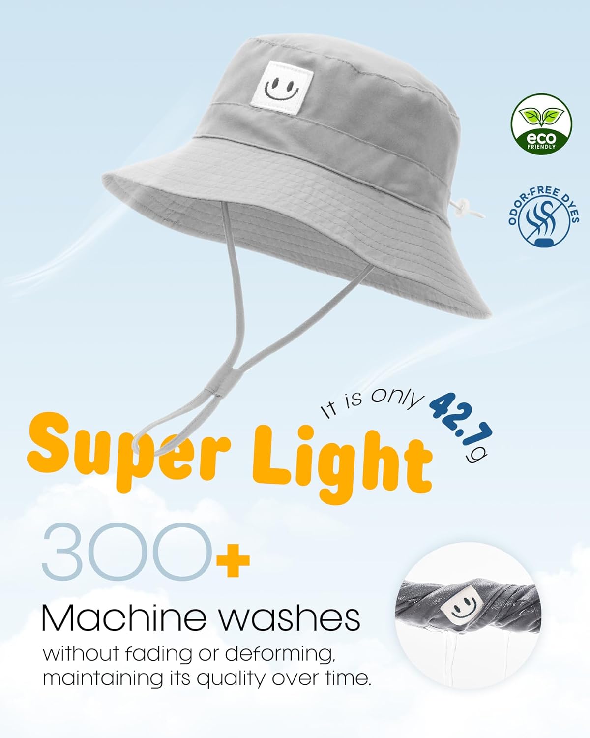 FURTALK Baby Sun Hat Smile Face Toddler Boys Girls Bucket Hat 0-5 Years Kids UPF 50+ Sun Protection Summer Hats