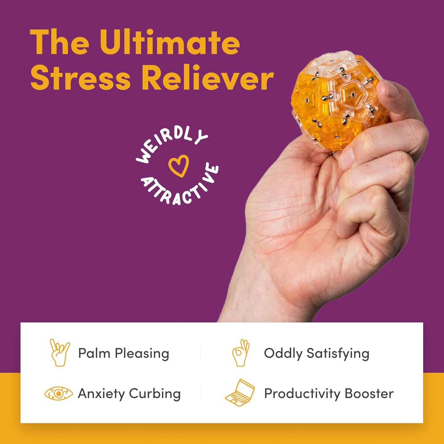 Speks Geode Sphere Magnetic Fidget Toy for Adults | Quiet Adult Sensory Toy for Stress Relief & Anxiety, Office Desk Toy & Top Gadget Gift Idea | Warm, 12-Piece Set