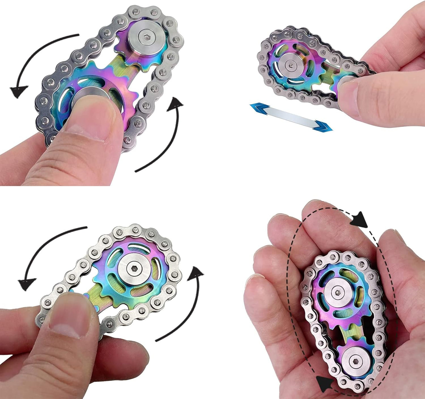Chain Gear Fidget Spinner, Metal Sprocket Chain Fidget Toy, Stress Anxiety Relief Fidget Toy, Bike Chain Gears Novelty Toy,Metal EDC for Anxiety Relieve Boredom ADHD Autism(Colorful)