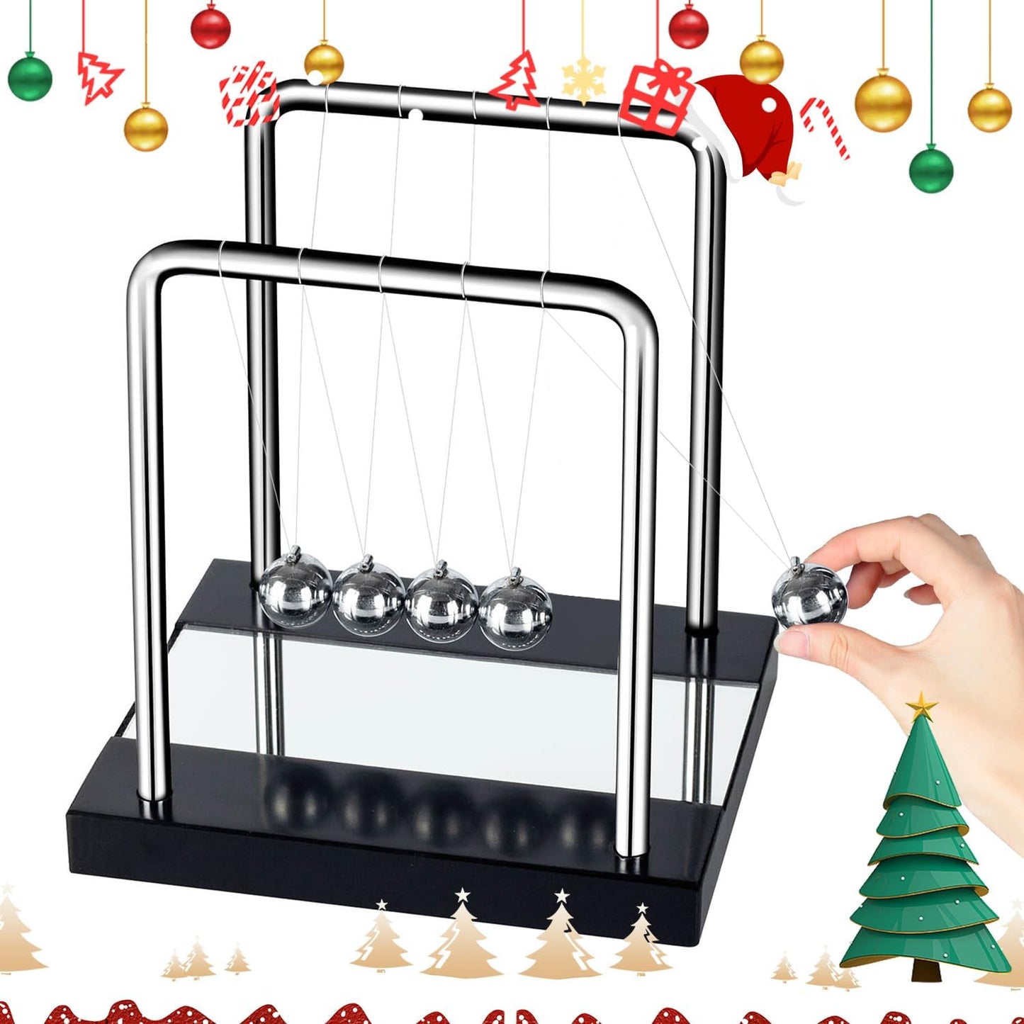 Newton's Cradle Desk Table Decor Metal Pendulum Ball Newton Ball Physics Science Pendulum Steel Balance Ball for Office Physics Teacher Toys