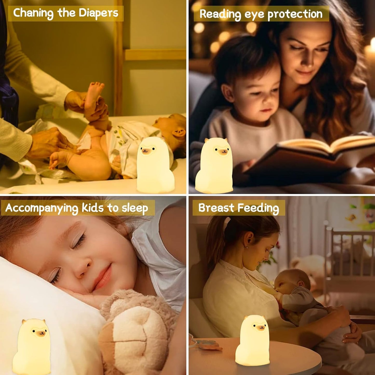 Tremdwoto Alpaca Night Light for Kids，7 Color Baby Nightlight with Touch Control & 1H Timer, Battery Operated Soft Animal Night Light for Nursery, Toddler Room Decor, Gift for Girls, Boys, Women