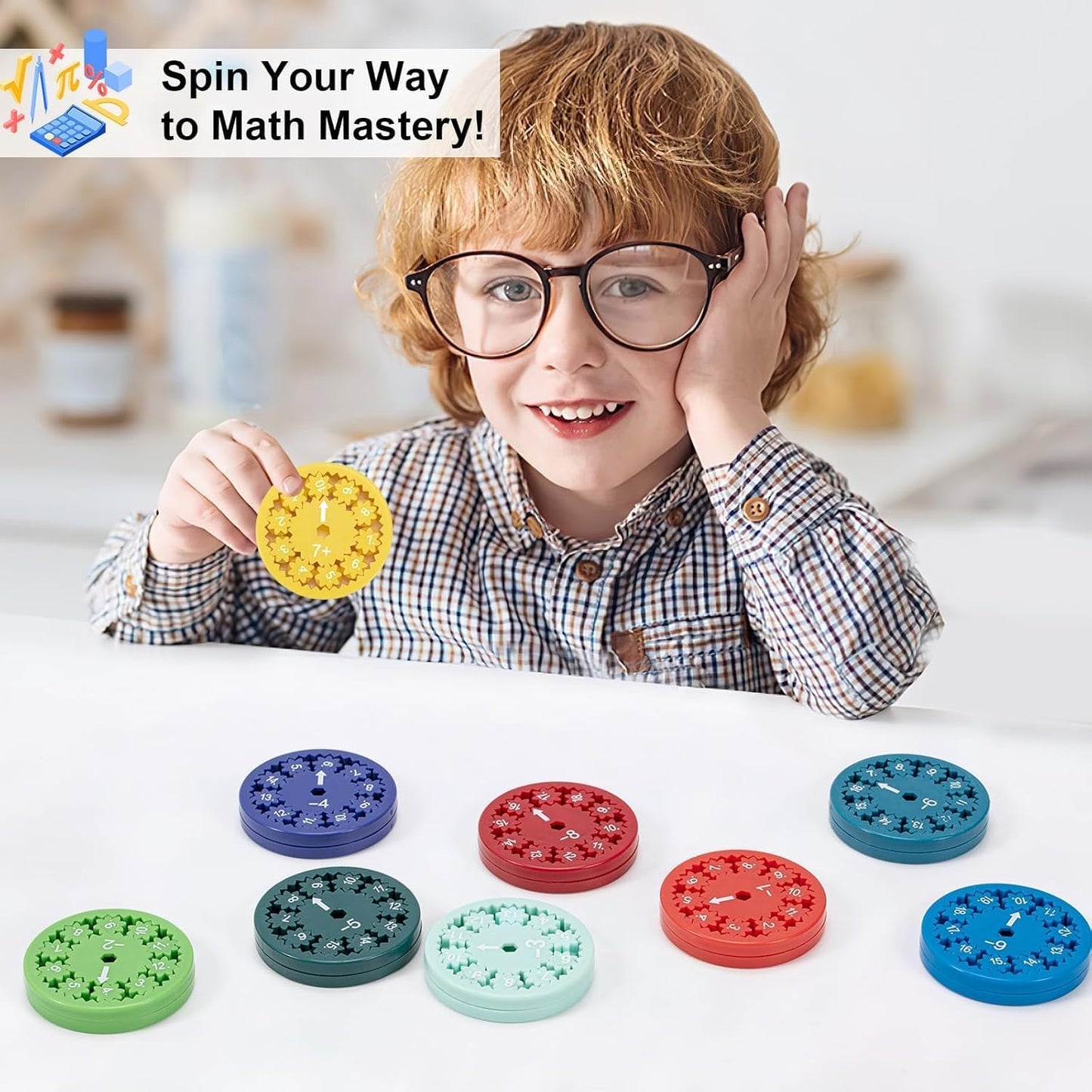 Math Fidget Spinners, Math Fact Fidget Spinners, Math Fidget Toy for Kids, Perfect for Learning Add Subtract Multiplication Division with The Math Spinners (Add Or Subtract 9pcs)