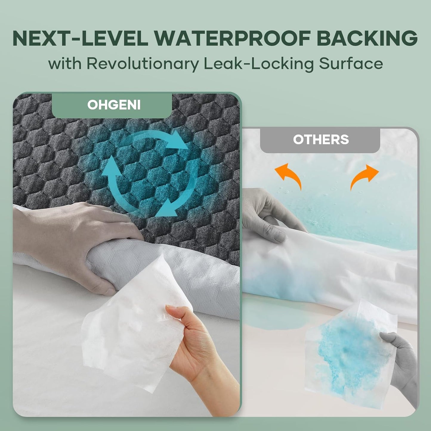 OhGeni Waterproof Mattress Protector, Mini Crib-Gray, Fitted Sheet with Stretchable Pockets, Deep Sleep Noiseless Soft. Breathable Cooling Hypoallergenic Material, Mattresses Cover for Bed