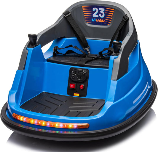 Baby Bumper Car, 6V Electric Kids Bumper Car for Toddlers with Remote Control, Bluetooth - Navy Blue