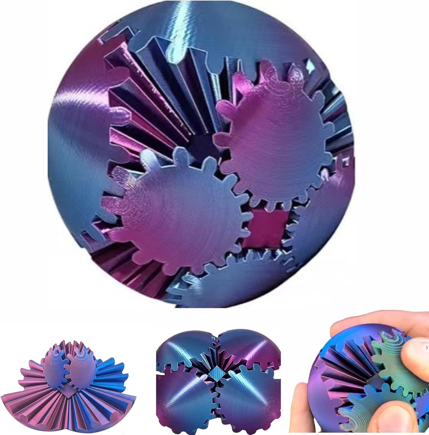 Gear Sphere, Gear Ball 3D Printed Gear Ball Spin Ball OR Cube Fidget Toy, Gear Ball Fidget Toy, Gear Sphere Desk Toy, Fidget Ball for Stress and Anxiety Relaxing, Into Any Shape You Want