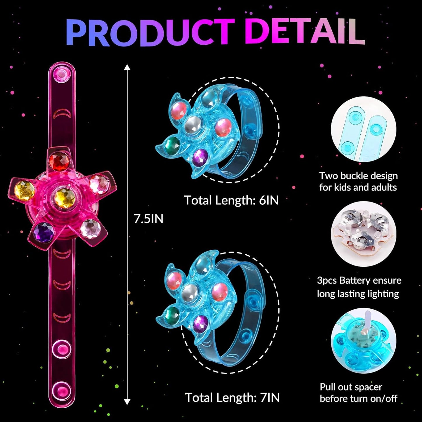 36 Pack LED Light Up Fidget Spinner Bracelets Party Favors for Kids 4-8 8-12, Glow in The Dark Party Supplies, Back to School Gift for Students, Return Gifts for Kids Birthday Halloween Classroom