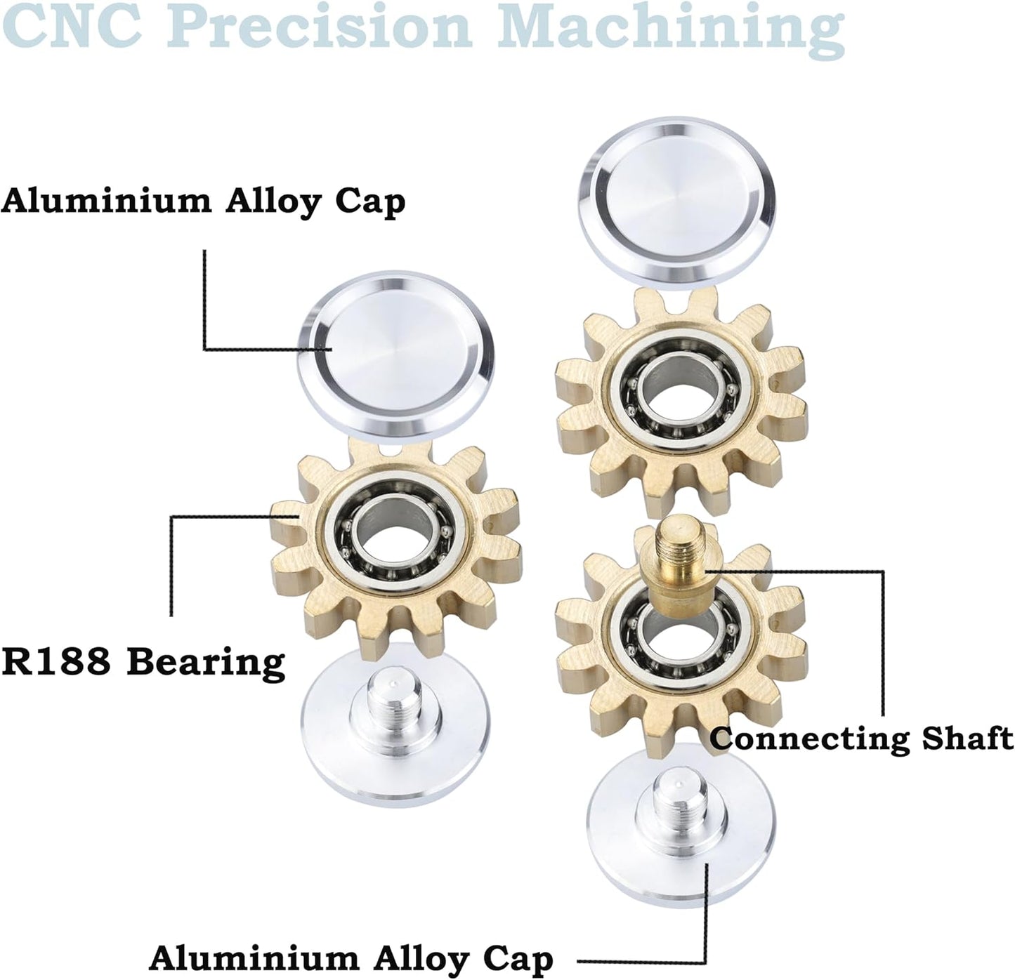 Metal Fidget Spinner for Adults, Small Mini Hand Toys, Copper Gear Linkage Fidget Blocks, Stacking Extendable Fingears Gyro, Bearing, Autism Sensory ADHD Anxiety Reduce