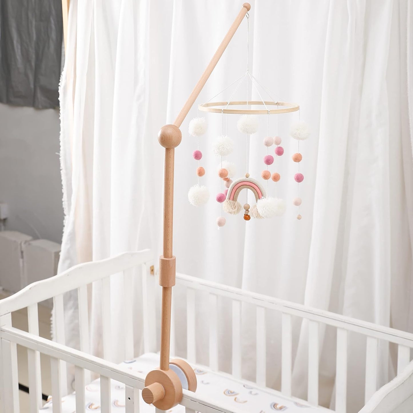 Crib Mobile Arm | Wooden Crib Mobile Holder | Nursery Decor for Newborn Boys and Girls