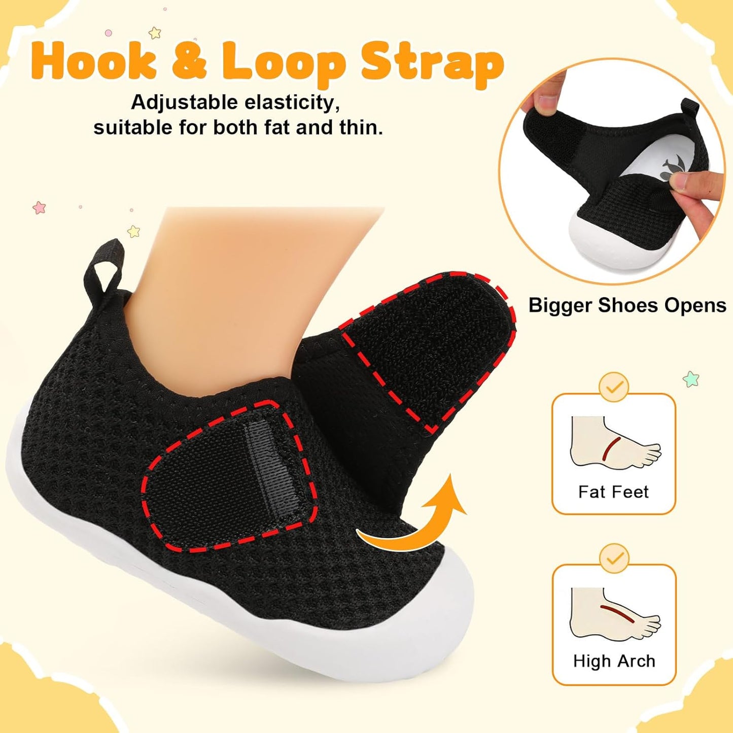 FEETCITY Baby First Walking Shoes Wide Baby Shoes Infant Sneakers Newborn Crib Shoe Barefoot Lightweight Slip On Shoe