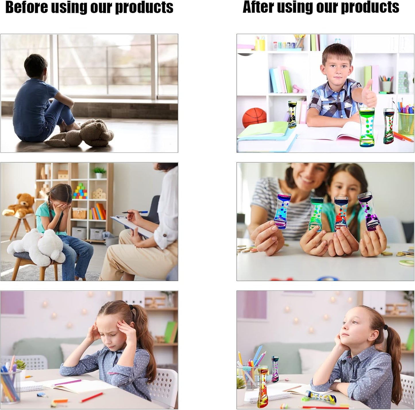 Liquid Motion Bubbler for Kids and Adults Pack of 6 Great Rainbow Series Liquid Bubbler Timer Sensory Fidget Relaxation Stress Relief and Anxiety Relief Relaxing Autism