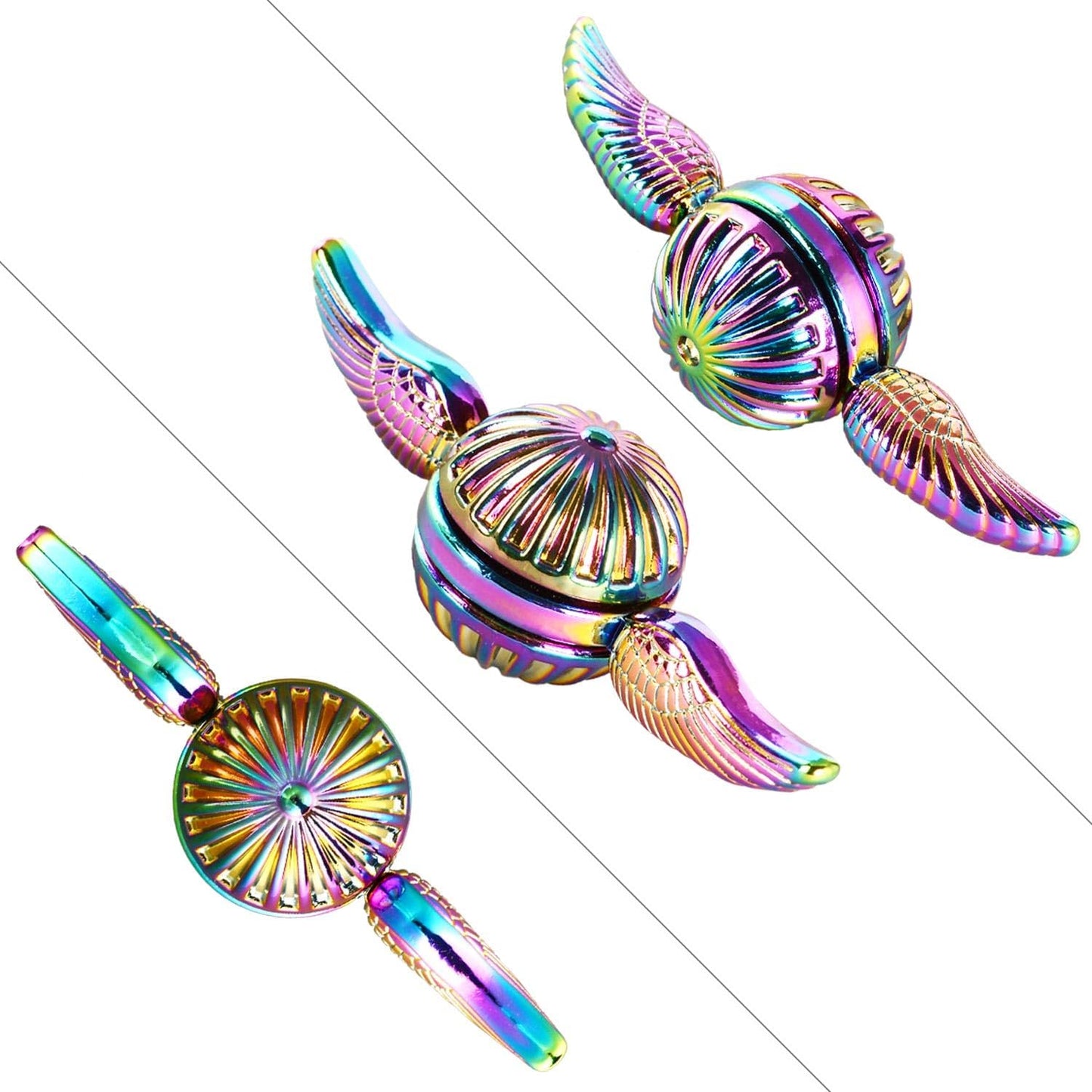 Solid Metal Sphere Fidget Spinner Iridescent Sensory Hand Finger Spinning Toy ADD ADHD Stress Relief Anxiety Relieves Reducer for Kids and Adults.