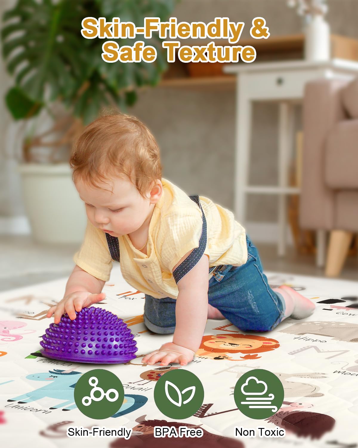 Premium Foam Baby Play Mat 50" x 50" – Removable & Machine Washable Cover, Extra Thick Padding Playpen Mat, Non-Slip Crawling Mat, Easy to Clean for Infants, Toddlers & Babies