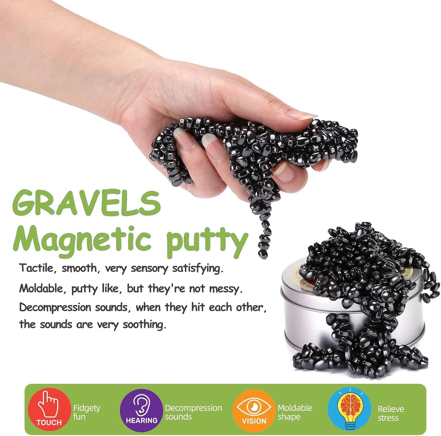 550 PCS Magnetic Ferrite Stones Toys Magnet Crags Ferrite Balls Putty, Magnet Gadgets Seriously Satisfying Office Desk Fidget Toys for Adults Gift