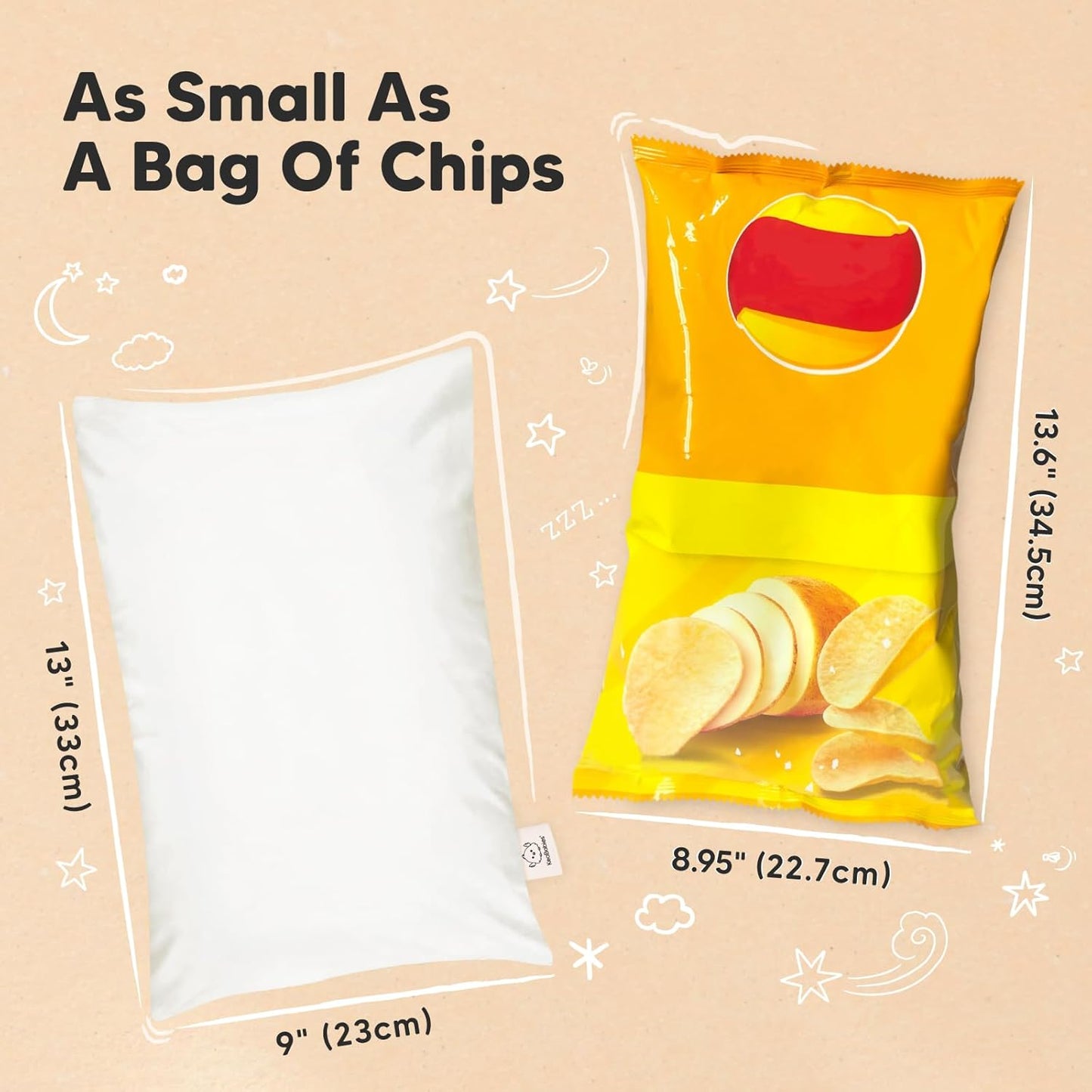 Mini Toddler Pillow with Pillowcase - 9x13 My Little Dreamy Travel Kids Pillow for Sleeping, Toddler Bed, Small, Tiny, Organic Cotton Pillowcase, Soft & Breathable, Kids 2-4 Years Old(Soft White)