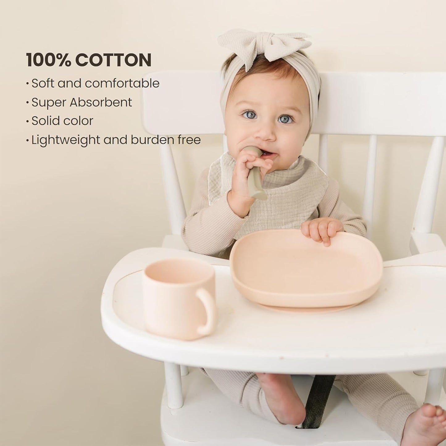 Konssy Muslin Baby Bibs 10 Pack Baby Bandana Drool Bibs 100% Cotton for Unisex Boys and Girls, Soft Absorbent Set for Teething and Drooling