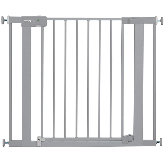 Safety 1st Easy Install Baby Gate for Doorways, Auto-Close Pressure-Mounted Magnetic Latch, Indoor Dog Gates, No Drilling, Fits 29"-38", Grey