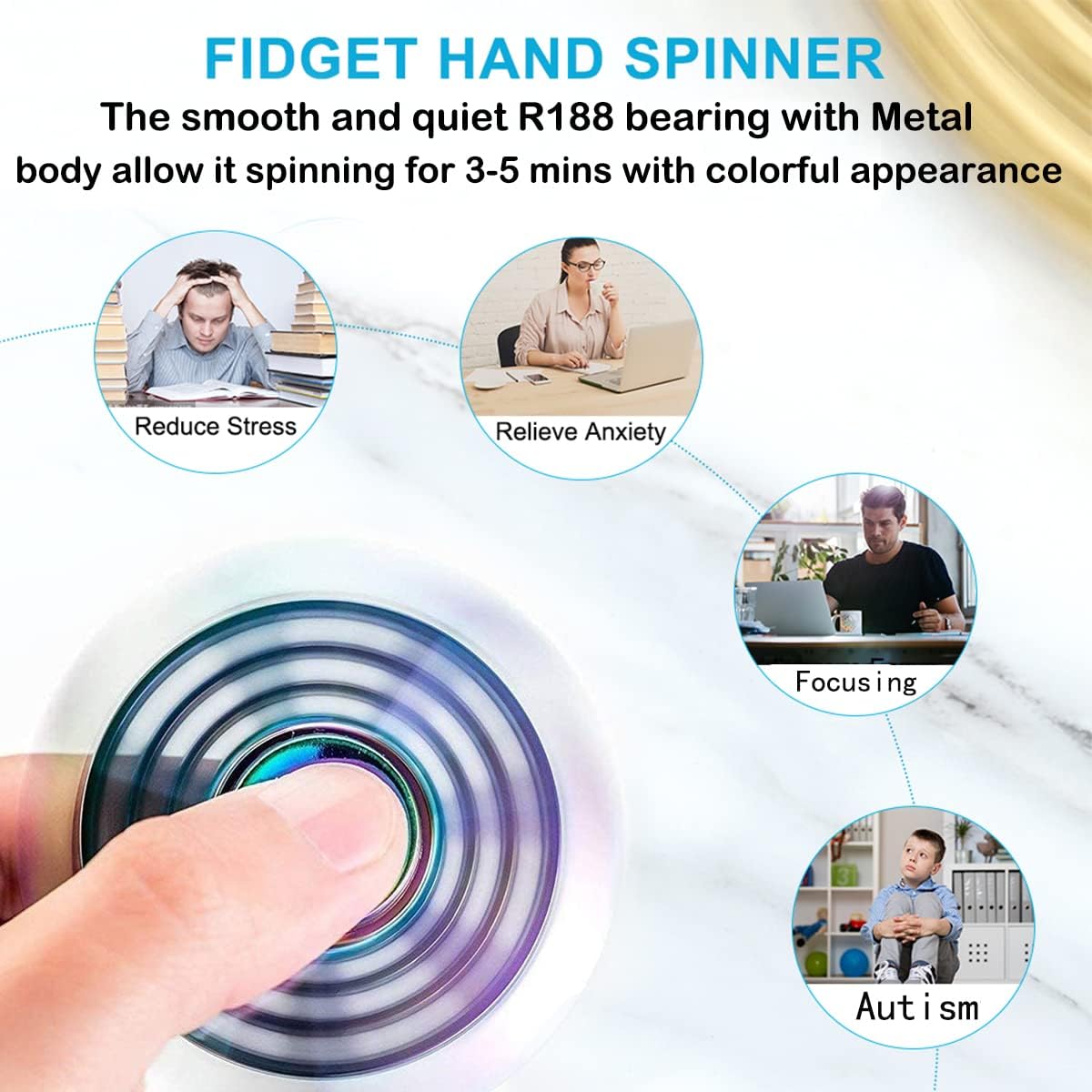 Cool Fidget Spinners Toy Metal for Kids Adults, Steel Fidgit Finger Hand Spinner Desk Toys Gifts Goodie Bag Fillers, Anti Anxiety Stress Relief Toys Stocking Stuffer Party Favors Supplies