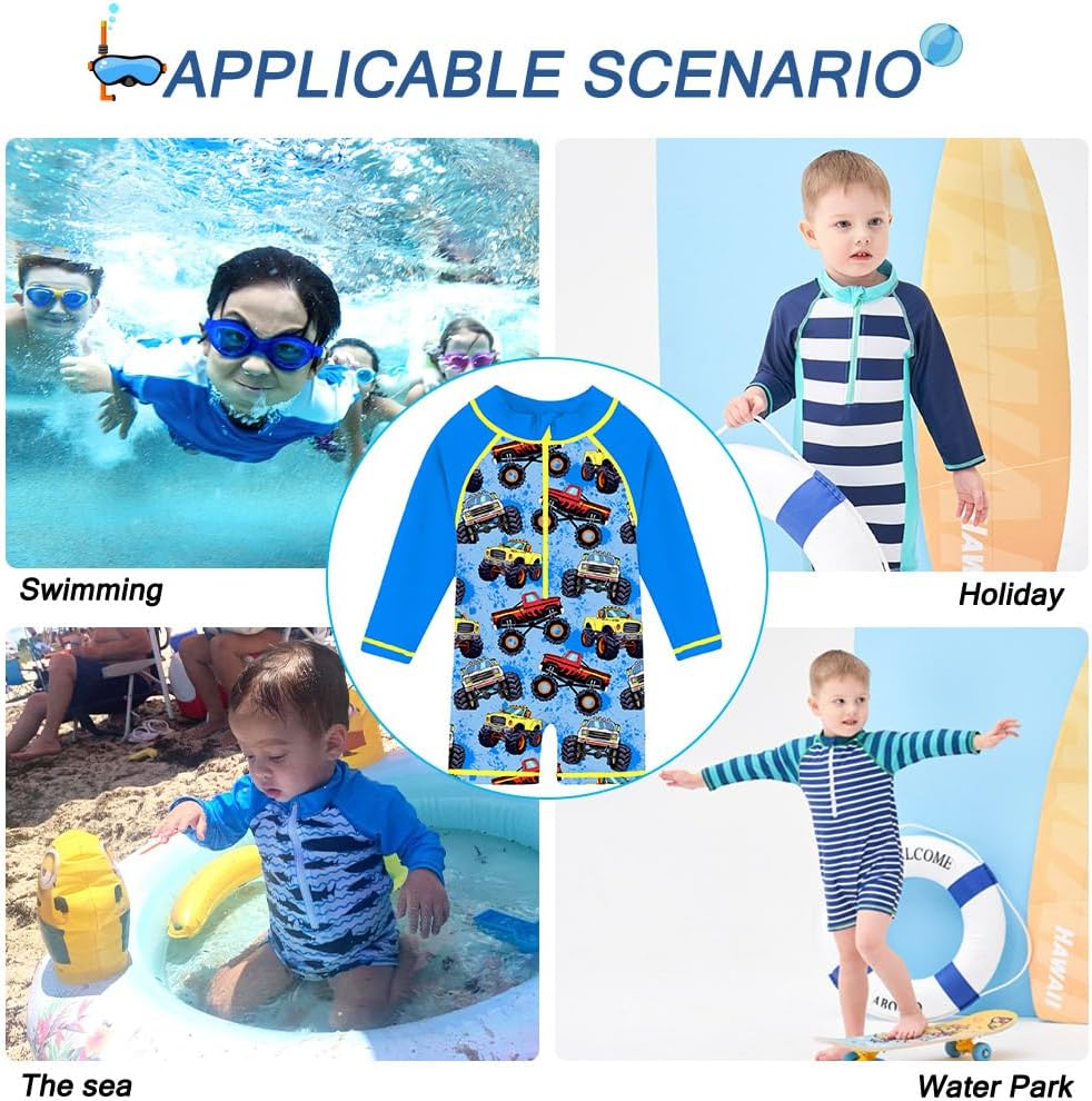 Funnycokid Baby Swimsuit Boy Toddler Bathing Suit Rash Guard UPF 50+ Swimwear 6 Months-4T