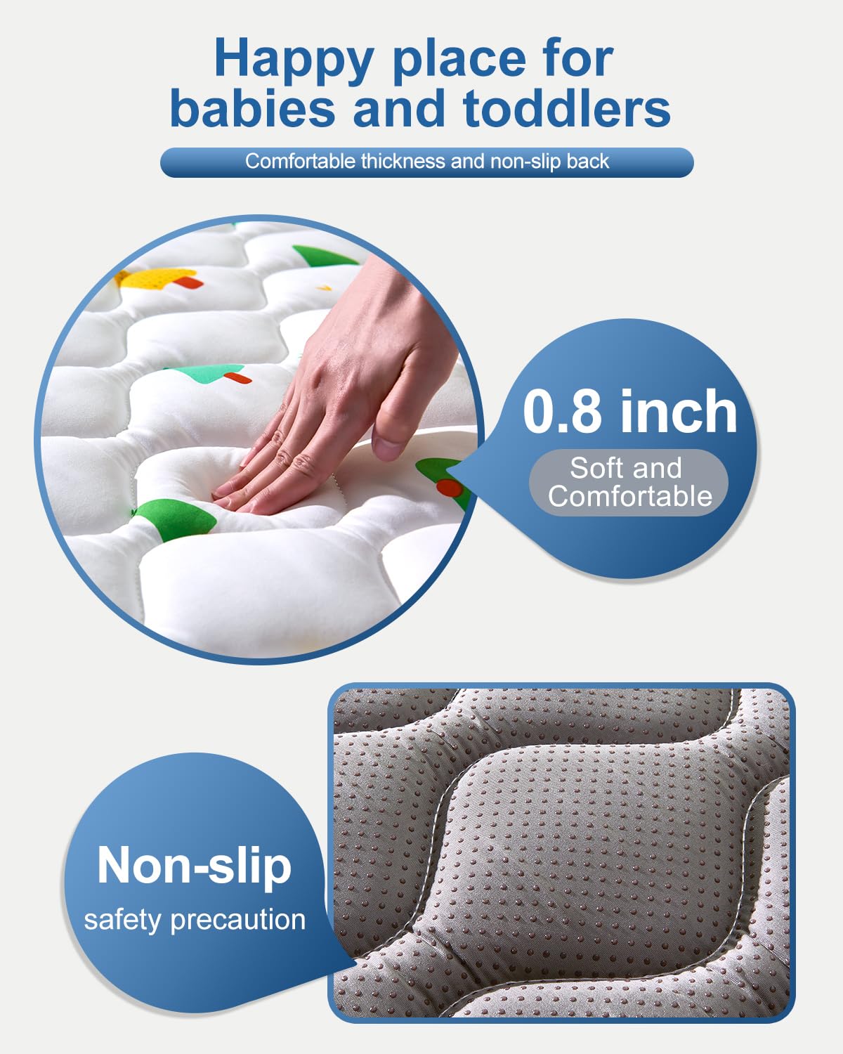 Odorless Premium Foam Baby Play Mat 4ft x 6ft, Soft Microfiber Fabric Crawling Mat for Floor- Comfortable and Hypoallergenic, Non-Slip Cushioned Floor Playpen mat for Infants,Babies,Toddlers