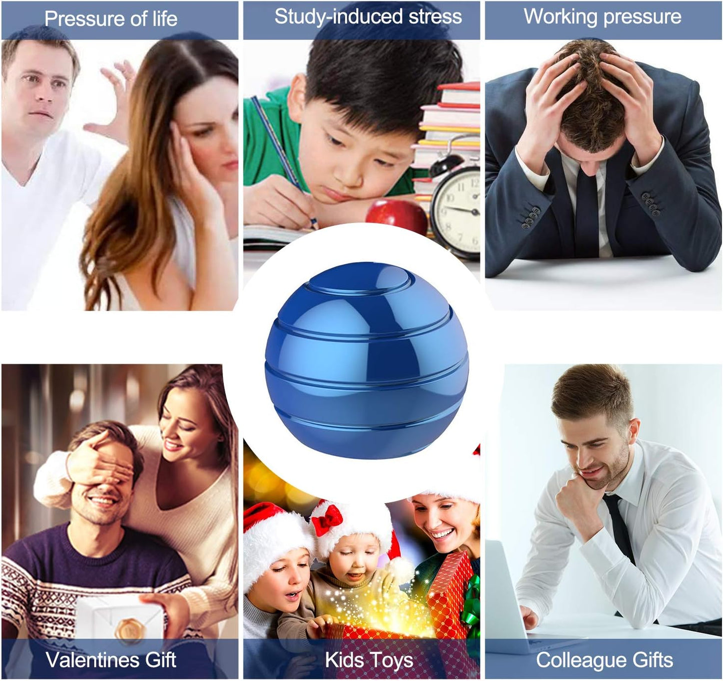 Kinetic Desk Toys,Full Body Optical Illusion Fidget Spinner Ball,Gifts for Men,Women,Kids Size 1.77"