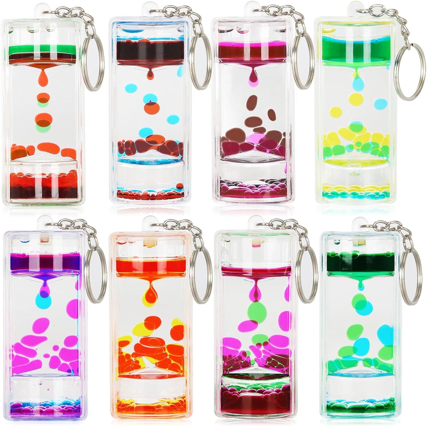 Dynamic Liquid Timers Key Chain Set, Colorful Motion Bubbler Timekeeper Key Chain, Liquid Hourglass Keychains