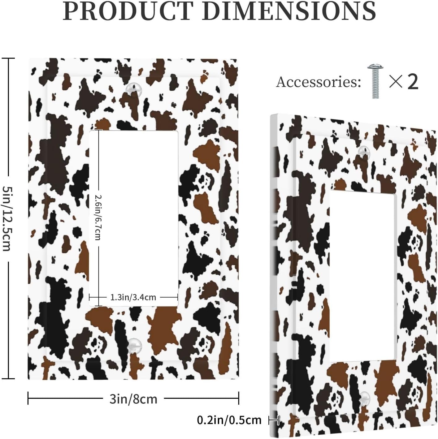 Decorative Outlet Covers Rustic Cowhide Highland Cow Milk Cow 1 Gang Single Rocker Light Switch Cover Plate Wall Plates Gfci Faceplate For Farmhouse Home Decor