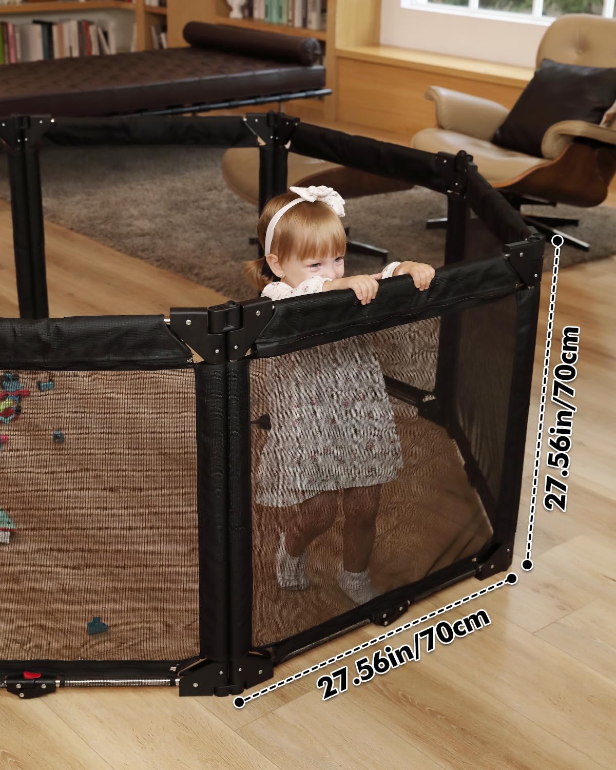 Extra Wide Baby Gate Playpen with Heat-Resistant Mesh,3 Panel Foldable Baby Fence,Indoor/Outdoor Safety Barrier,Dog Playpen & Fireplace Gate
