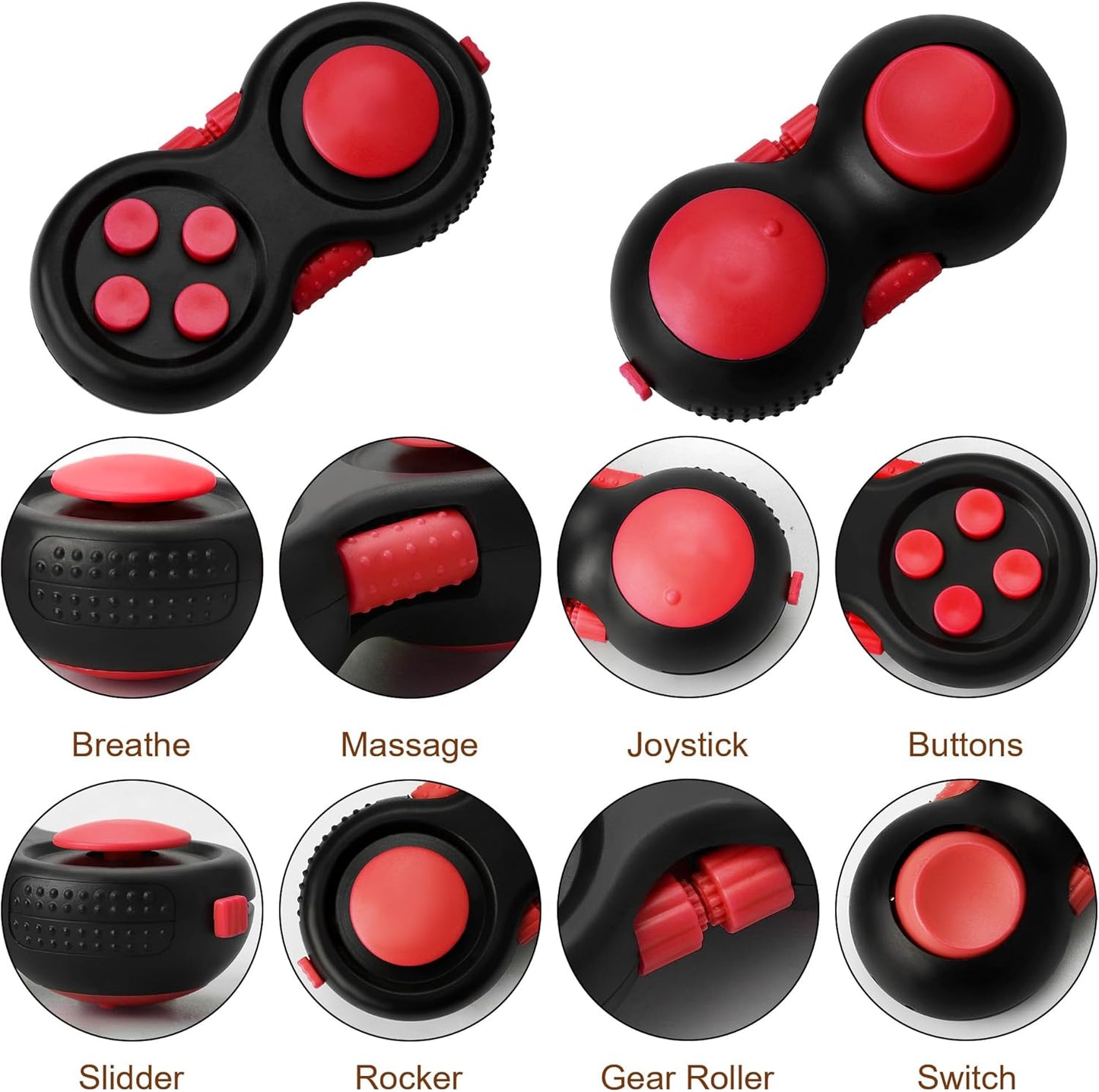 Sensory Fidget Toys, Fidget Toys for Kids 5-7, Fidget Toys Adults, Fidget Toy Pack with Fidget Pad, Fidget Spinner, Fidget Keychain Keyboard, Fridge Magnets Man (Red)