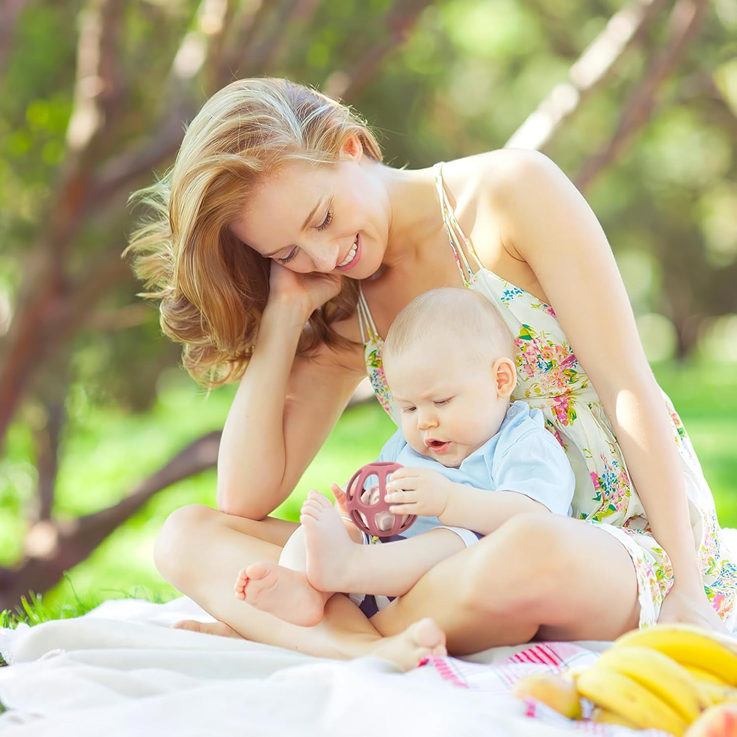 MCGMITT Baby Rattle Teether Toy, Easy Grasp Silicone Sensory Balls, Food Grade Stretchy Infant Toy Baby Ball, Montessori Teething Toy Gift for Infant Boys and Girls 0-6-12 Months