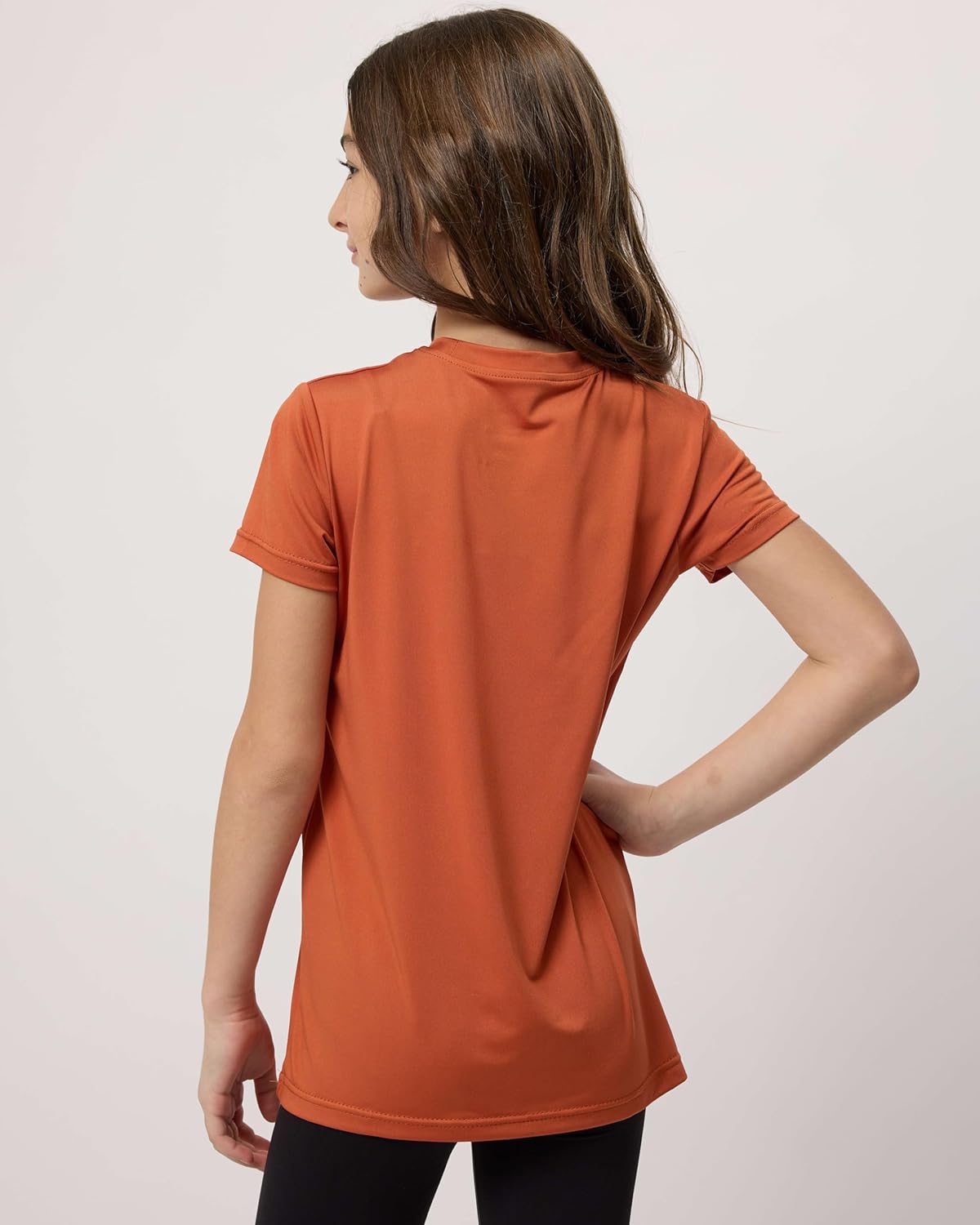 Real Essentials 5 Pack: Girls Short Sleeve Dry-Fit Crew Neck Active Athletic Performance T-Shirt