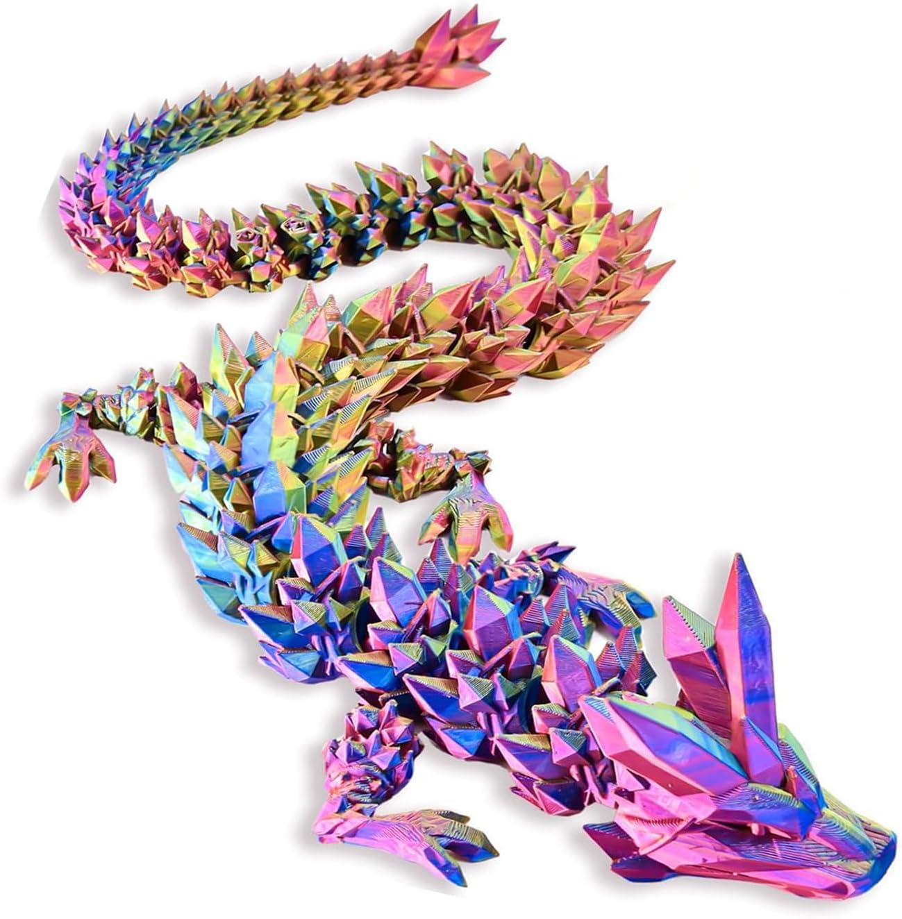 3D Printed Dragon Fidget Toy, Full Articulated Dragon Crystal Dragon, Home Office Decor Executive Desk Toys, Fidget Toys for ADHD (Color 1)