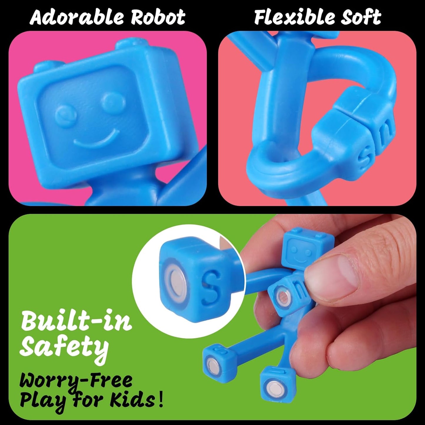 6 PCS Magnetic Travel Toys for Kids, Creative, Portable and Educational, Magnetic-People-Magnet-Men: Cute Robot & Funny Magnets, Small Fidget Toys for Classroom Prizes, Easter Egg Stuffers, Office