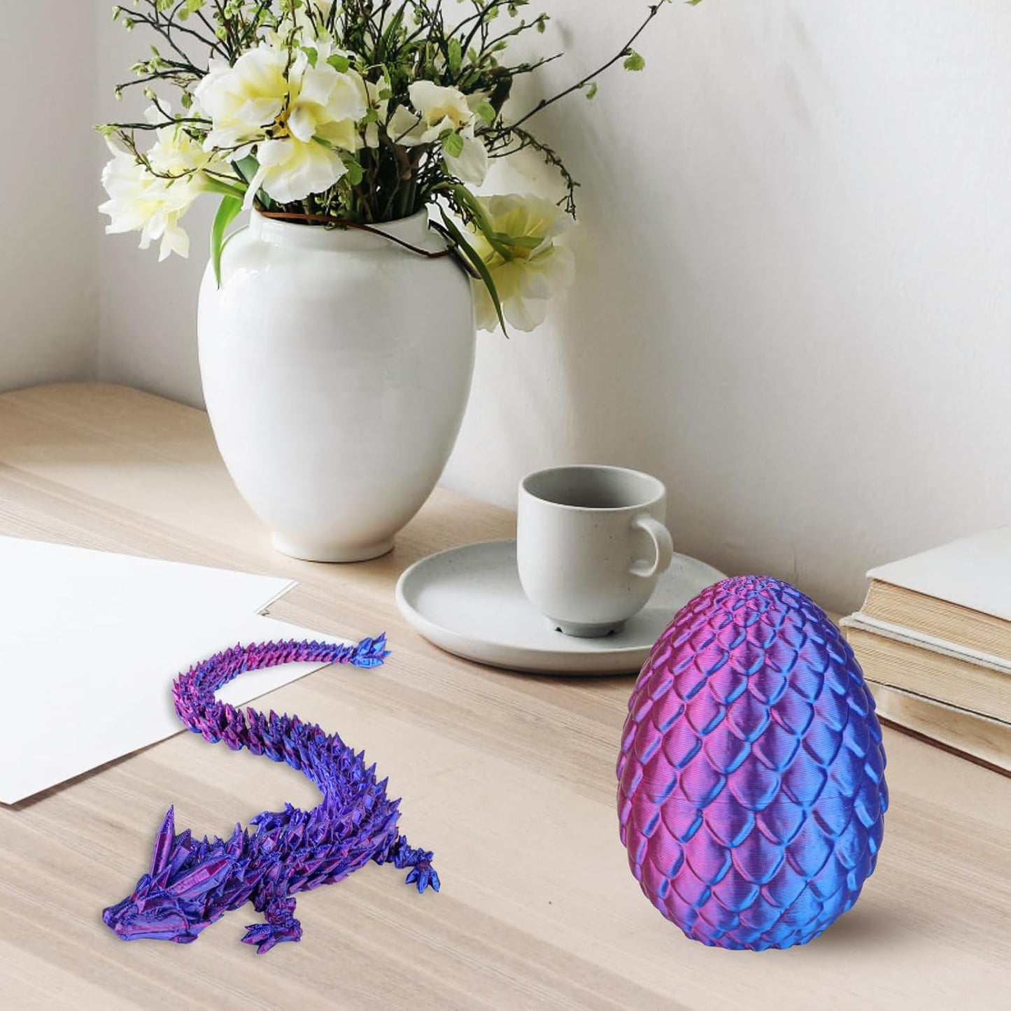 3D Printed Dragon Egg - Purple Dragon Fidget, Crystal Dragon Articulated, Dragon Egg Decor 3D Printed Gift for Birthday for Home/Office Desktop Decor