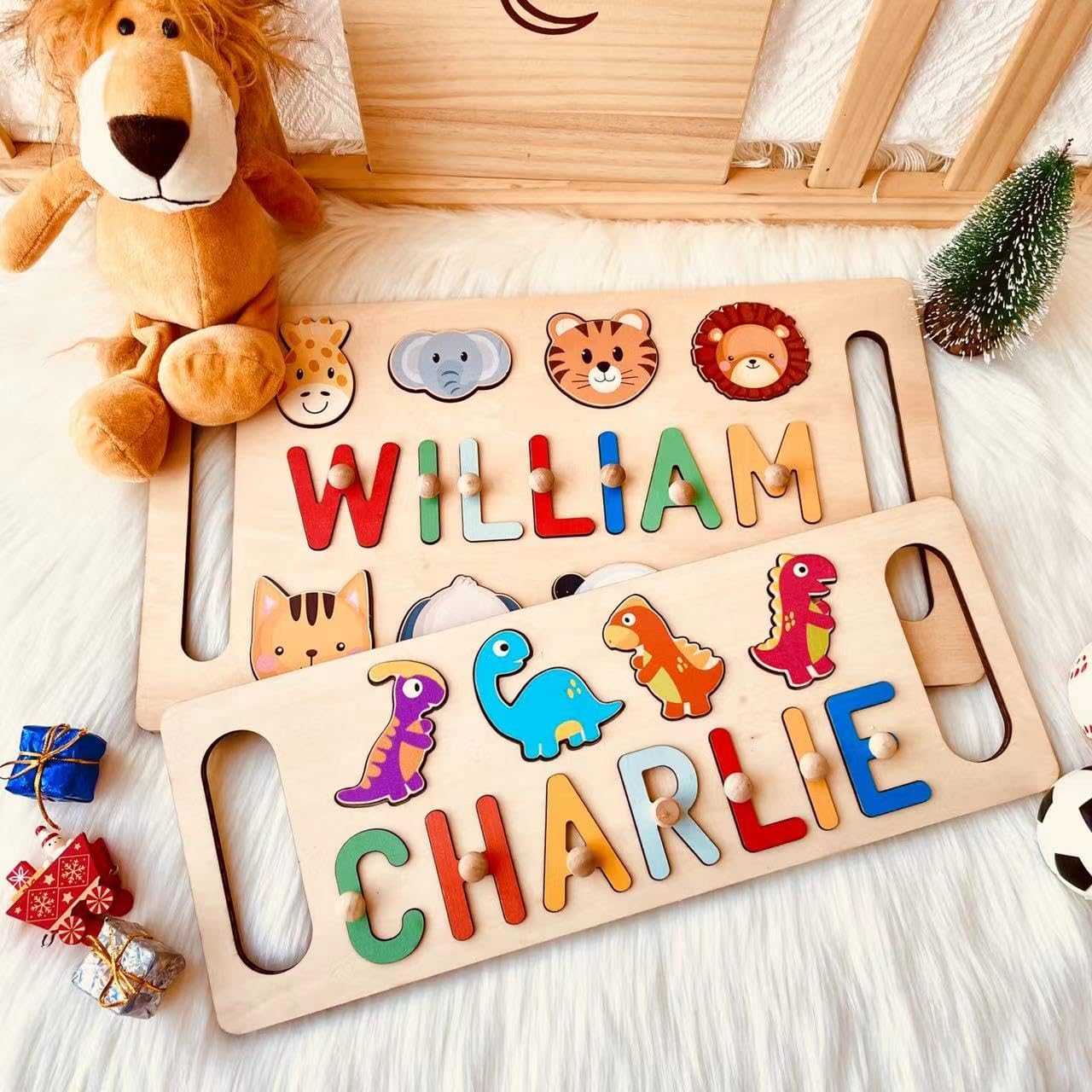 Newly Upgraded Personalized Name Puzzle for Kids, Custom Name Puzzle Personalized Baby Gifts 1st Birthday for Boys Girls Montessori Toys Nursery Decor Toddler Educational Toys